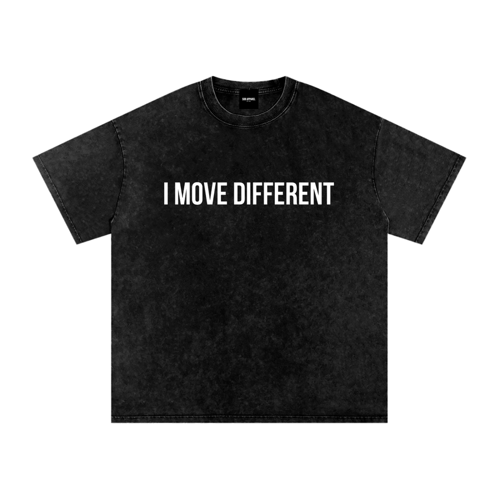 I Move Different Snow Washed Oversized Cotton T-Shirt