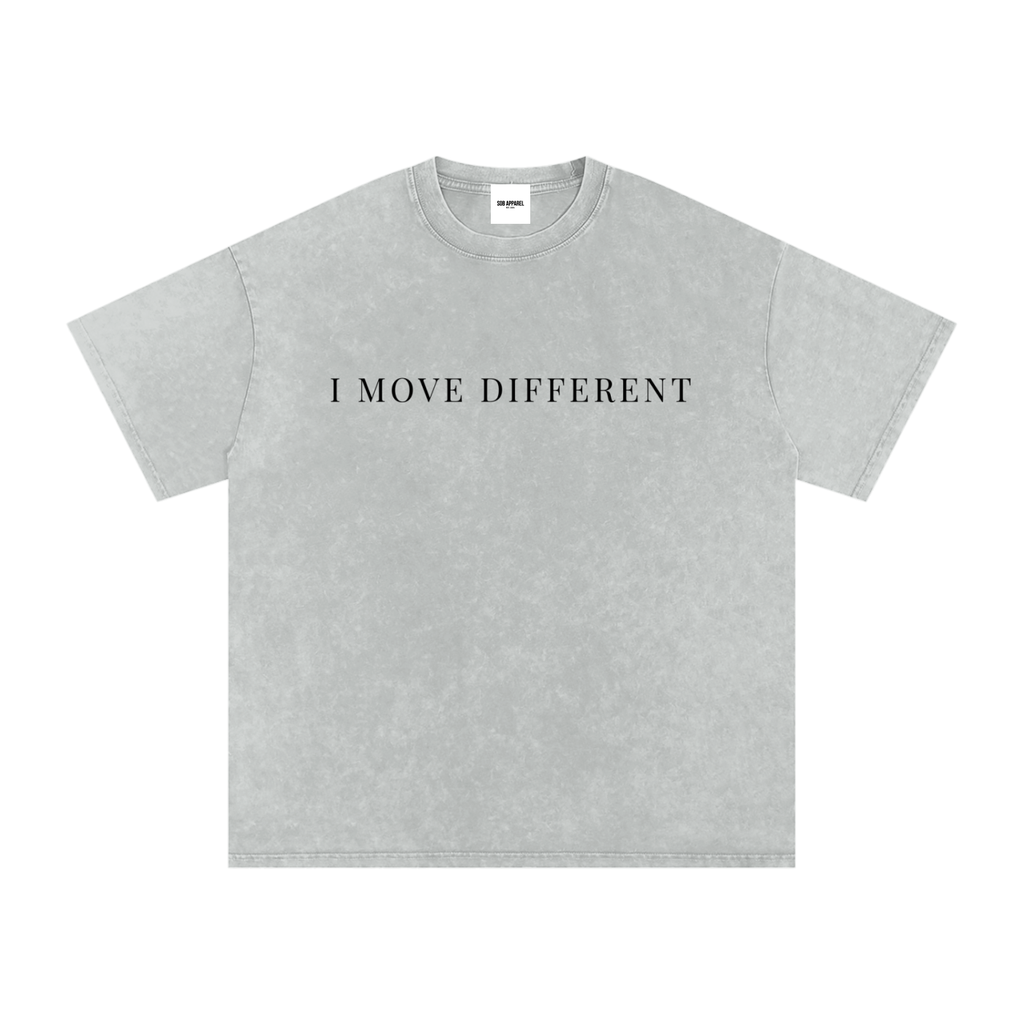 I Move Different Snow Washed Oversized Cotton T-Shirt