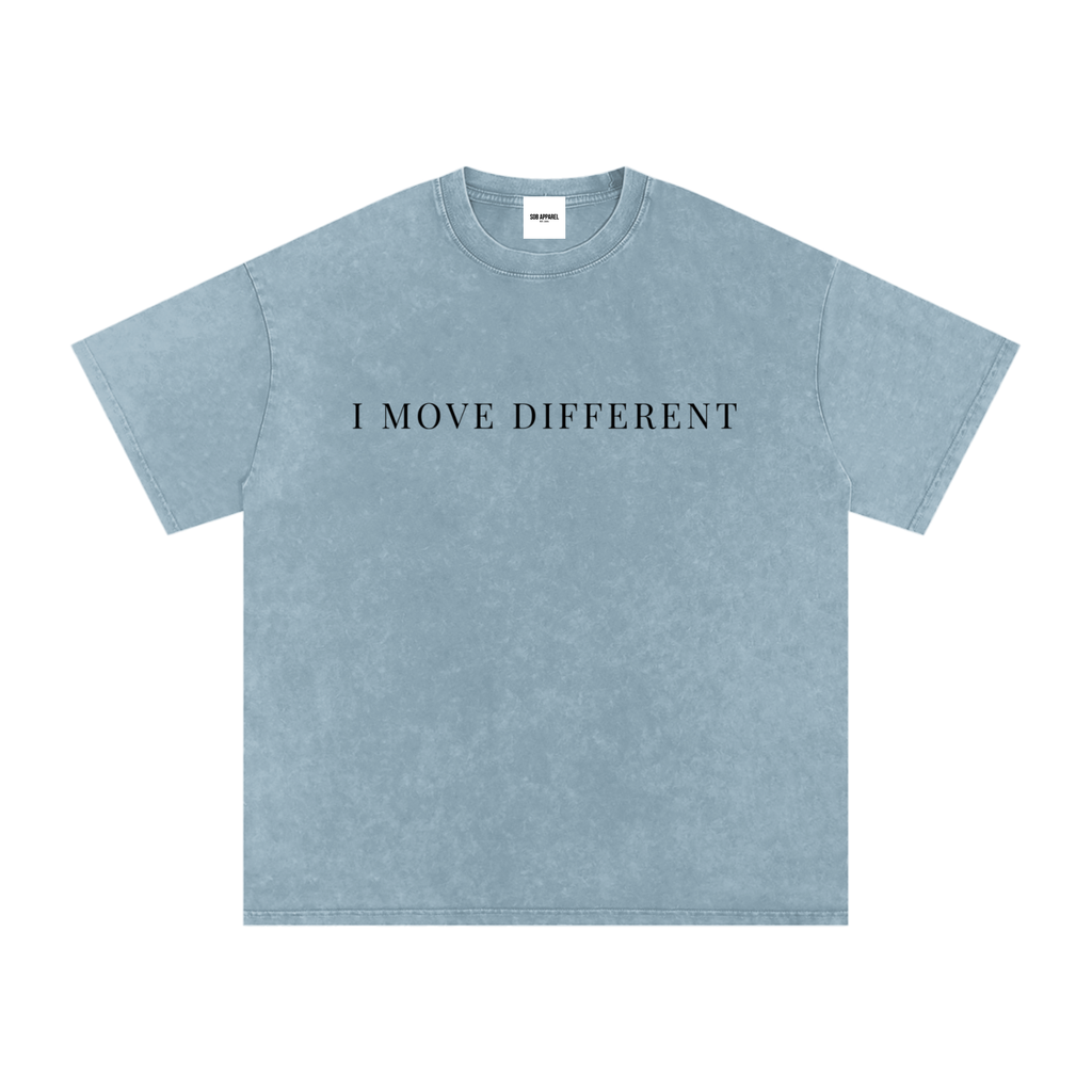 I Move Different Snow Washed Oversized Cotton T-Shirt