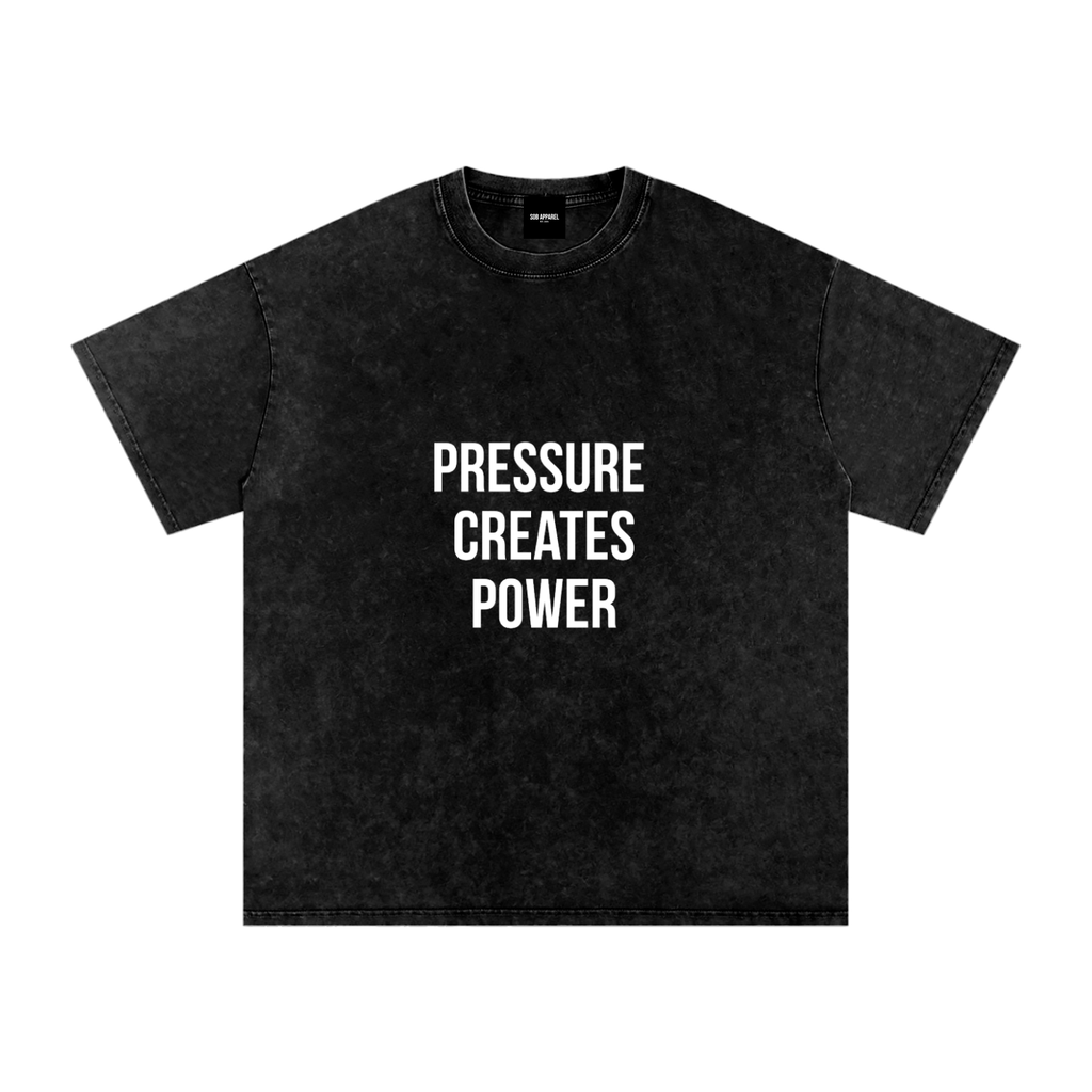 Pressure Creates Power Snow Washed Oversized Cotton T-Shirt