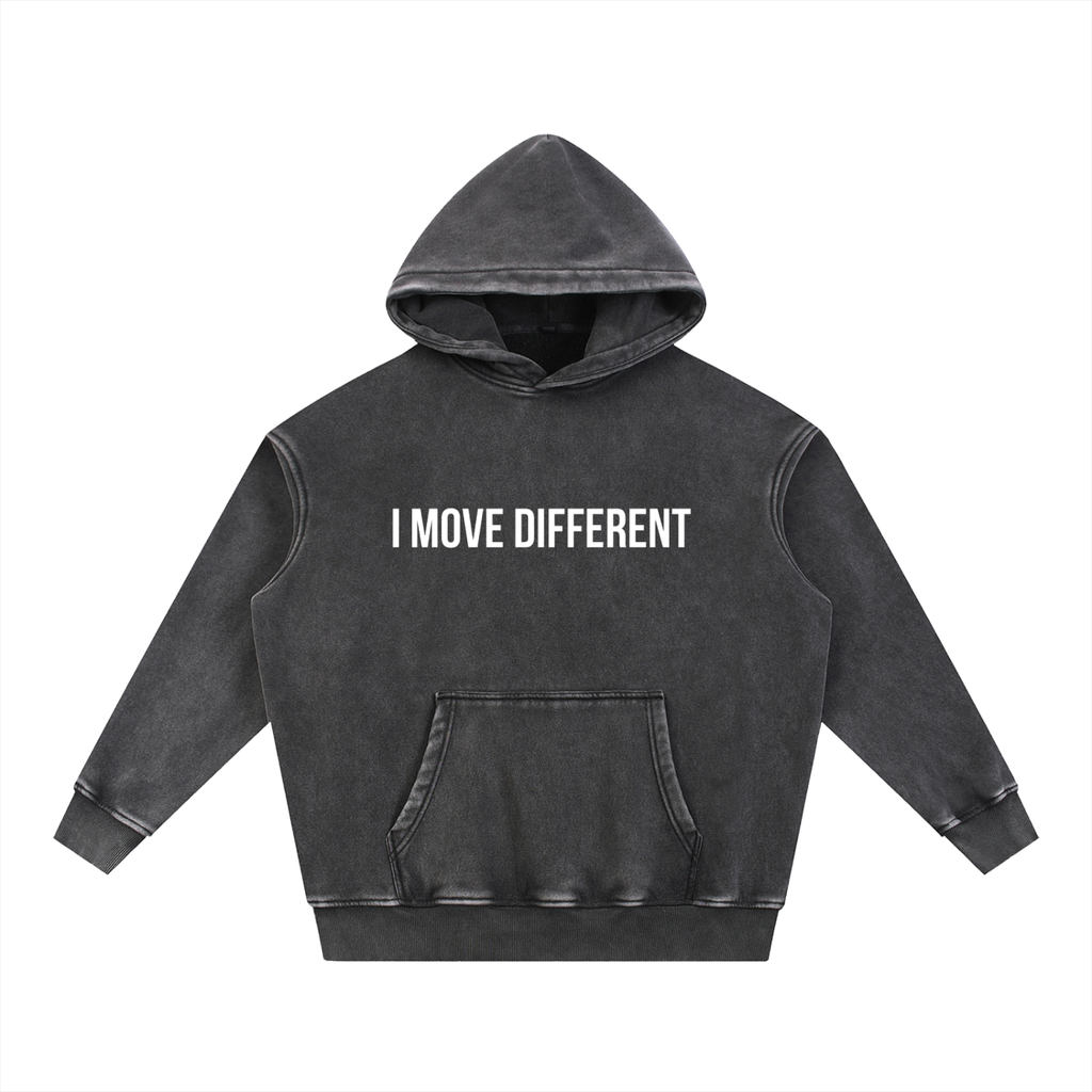 I Move Different Snow Wash Fleece Oversize Hoodie