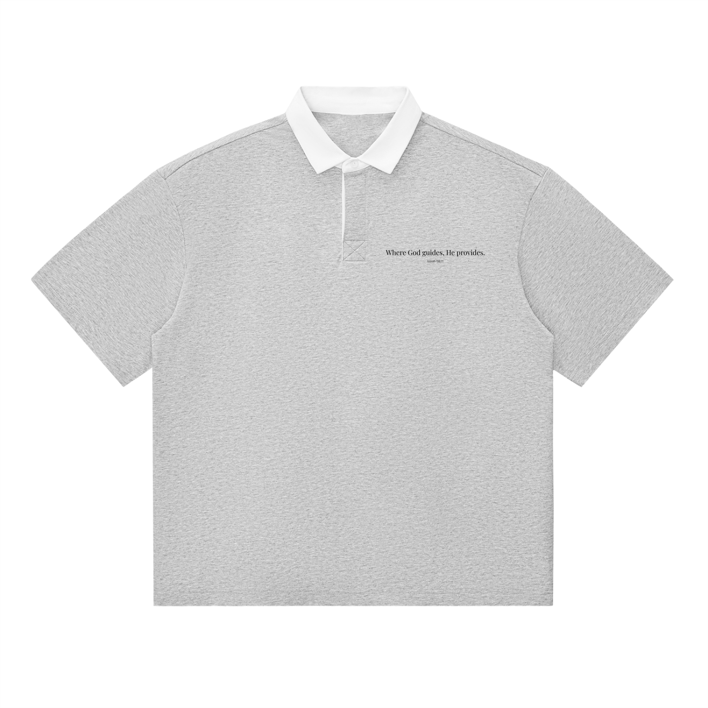 Where God Guides – Grey Polo Tee