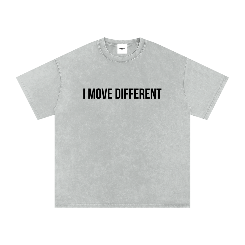 I Move Different Snow Washed Oversized Cotton T-Shirt