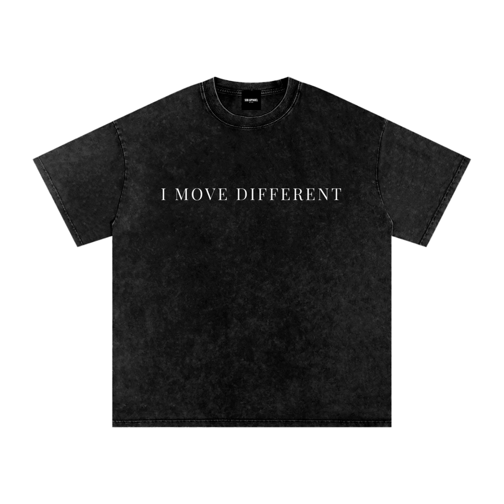 I Move Different Snow Washed Oversized Cotton T-Shirt