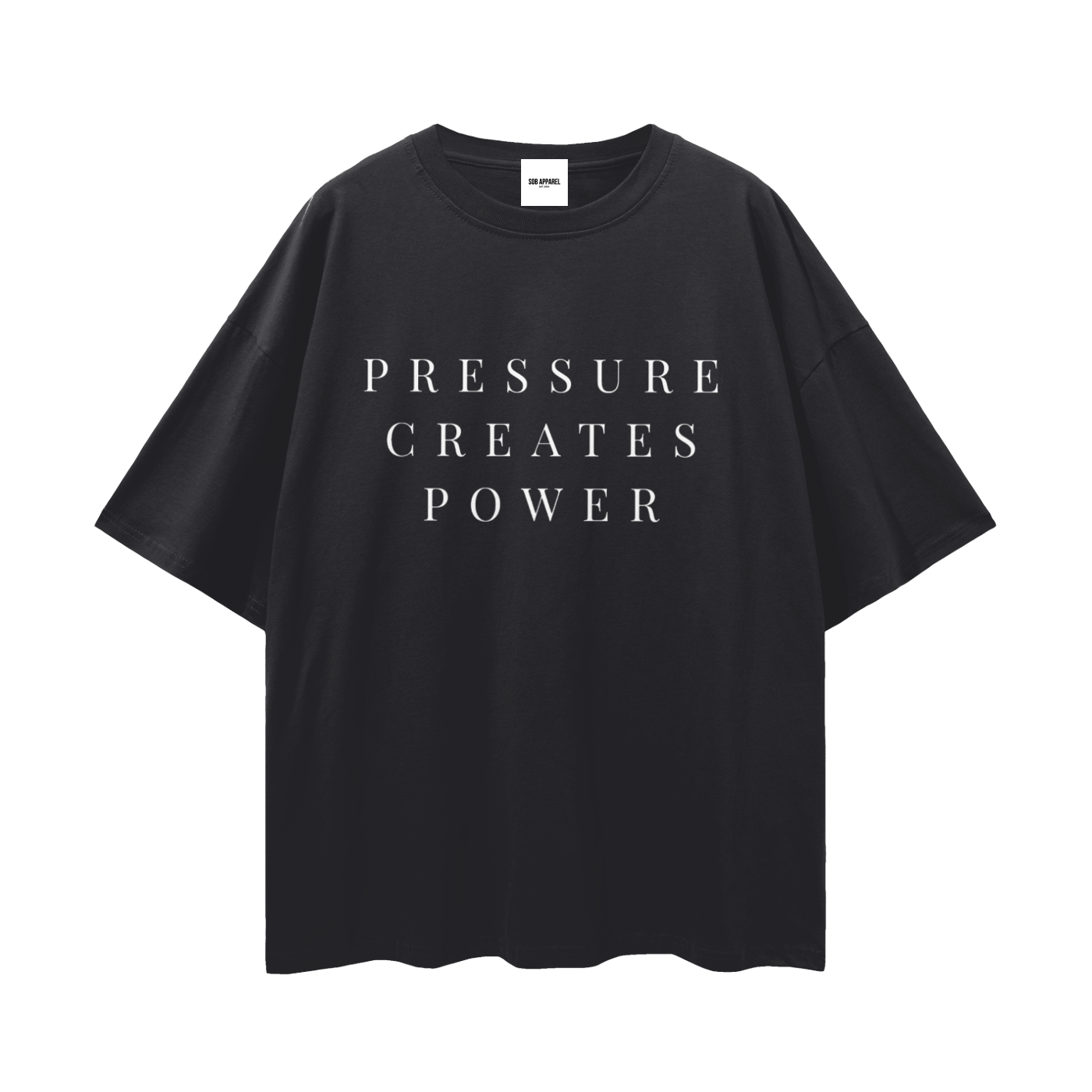 Pressure Creates Power Streetwear Loose Drop Shoulder T-Shirt
