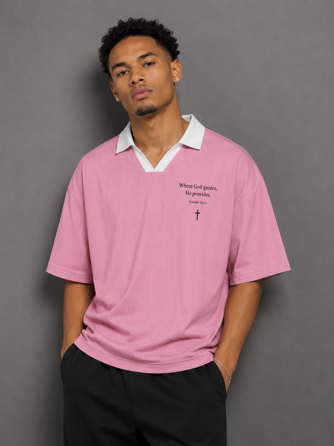 Unisex Striped Polo Tee - Where God Guides