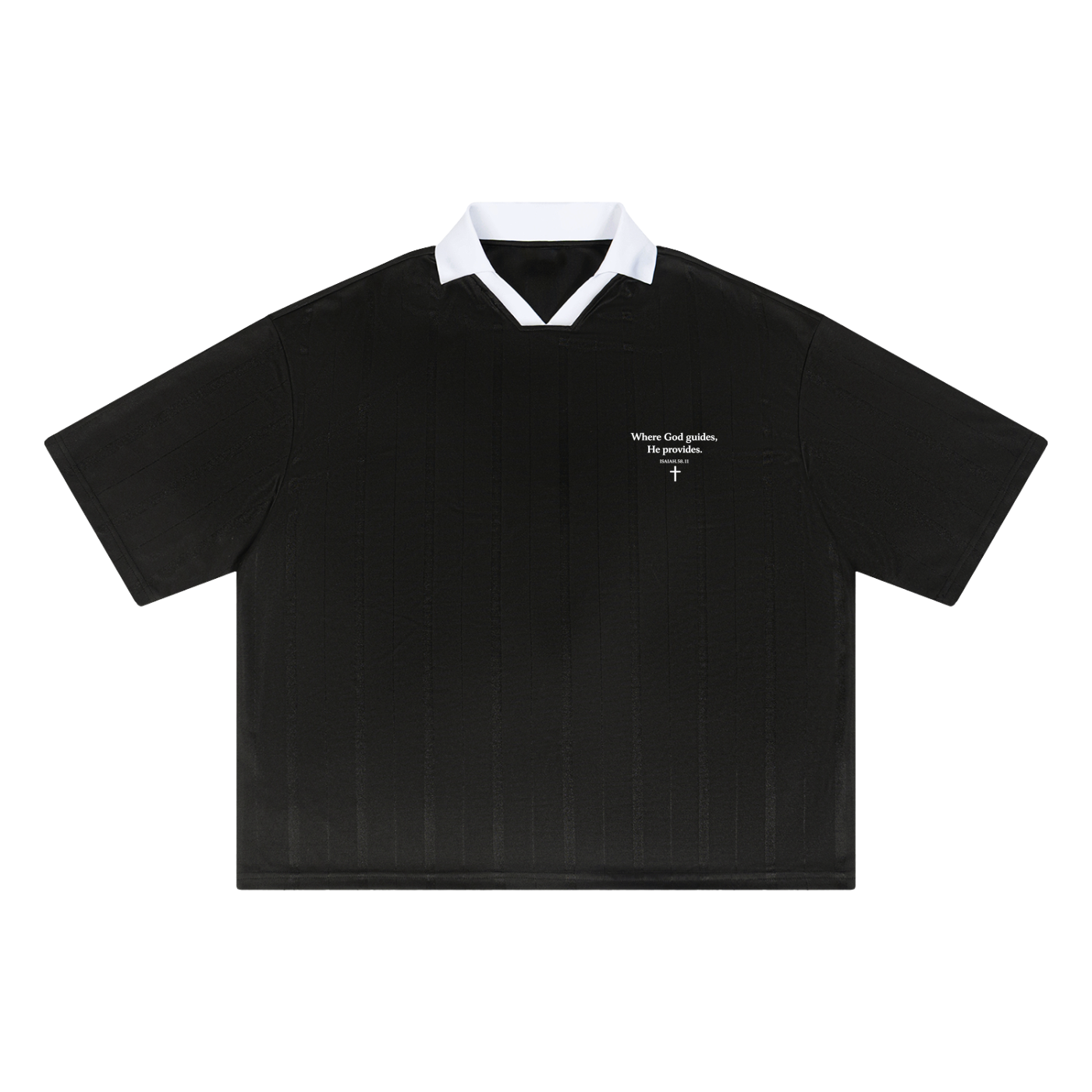 Unisex Striped Boxy Polo Tee - Where God Guides
