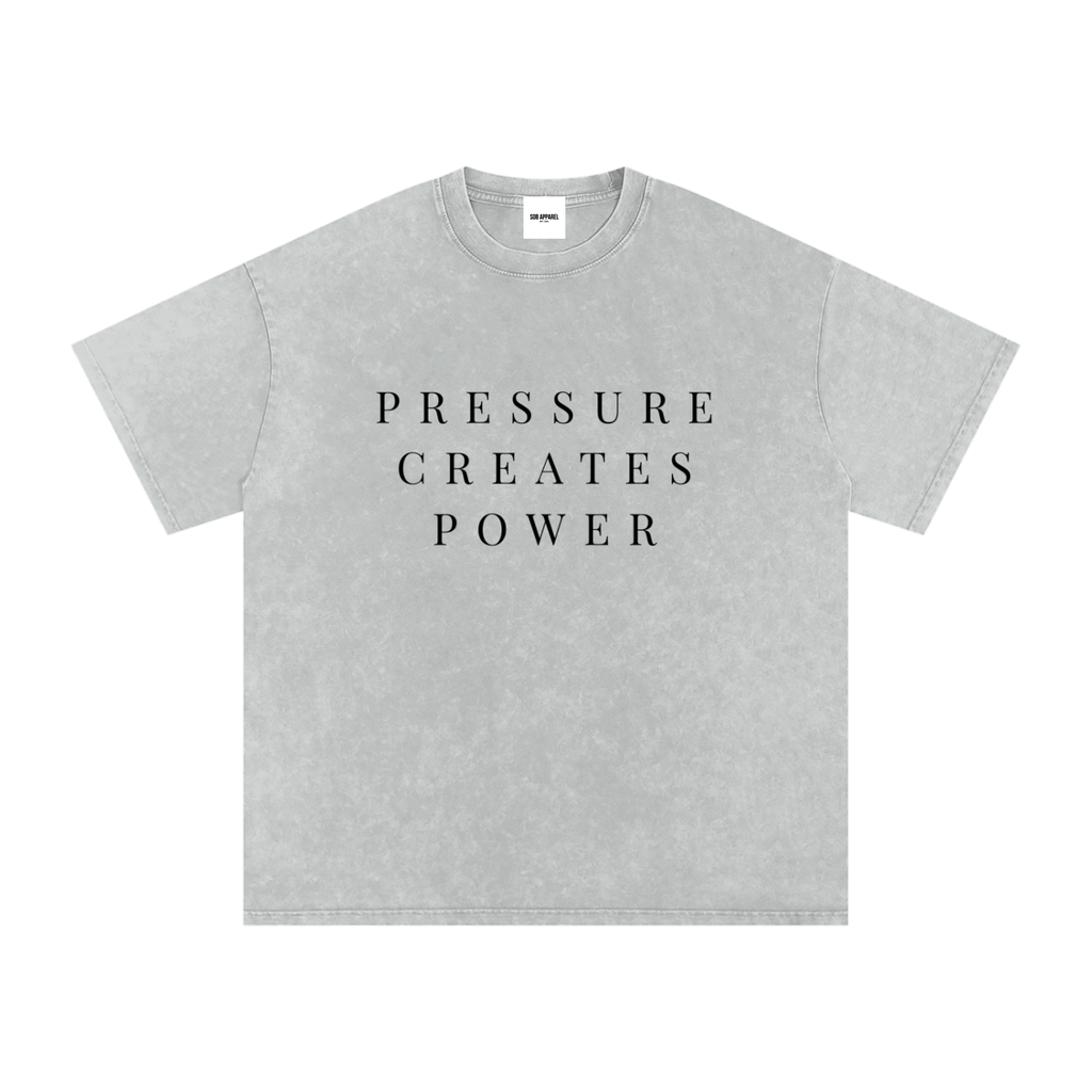Pressure Creates Power Snow Washed Oversized Cotton T-Shirt