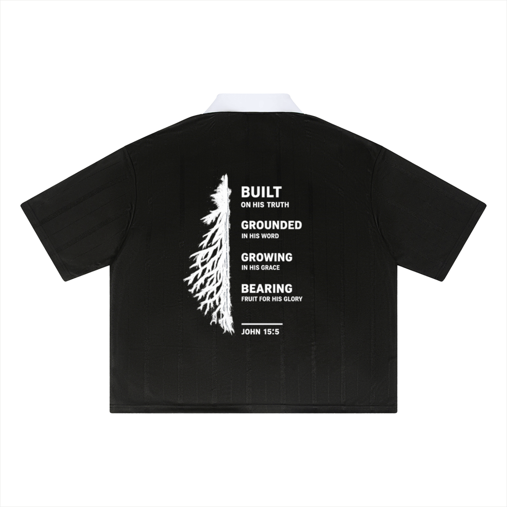 Unisex Striped Boxy Polo Tee - Where God Guides