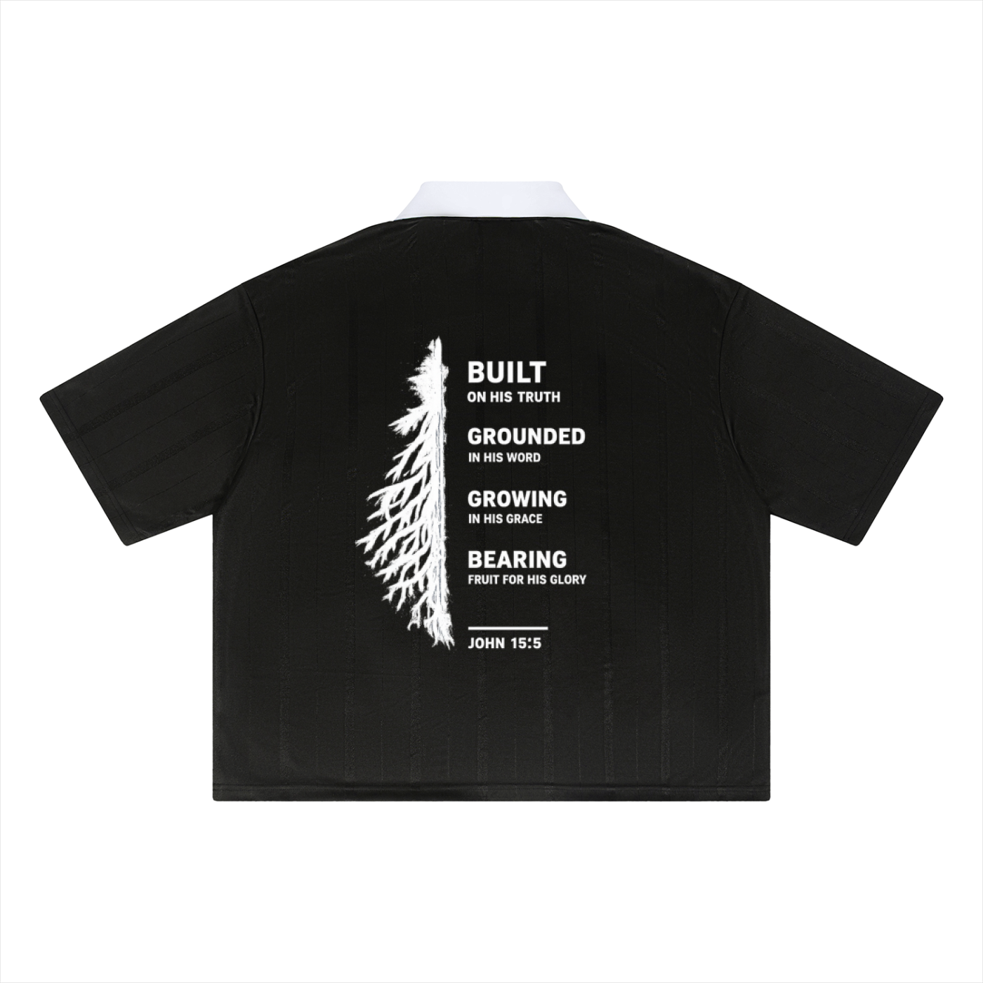 Unisex Striped Boxy Polo Tee - Where God Guides